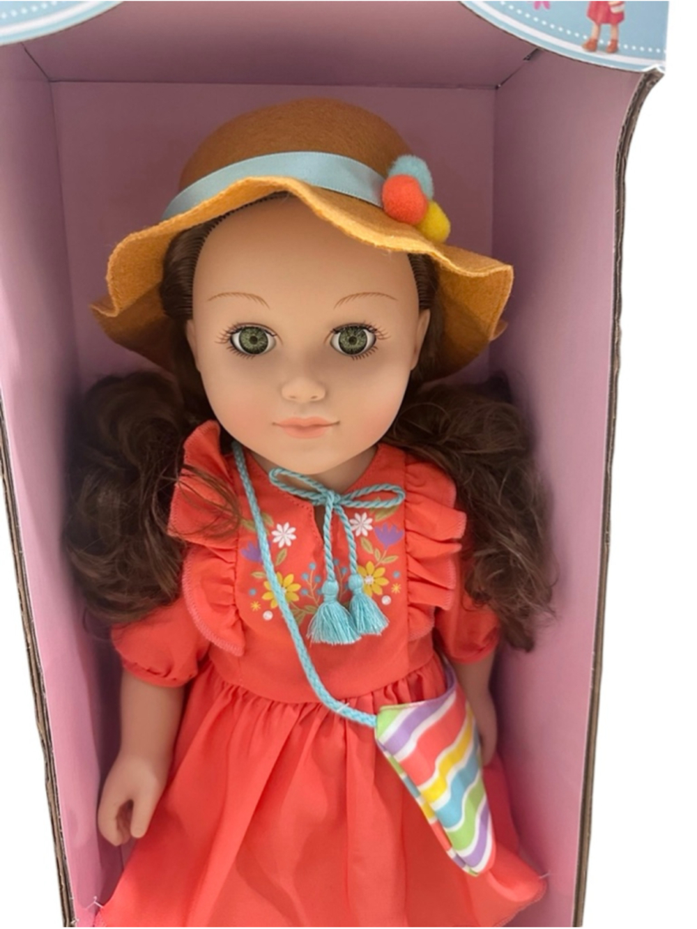 Girls My Life As Raegan Baby Doll One Size Orange Brown Dress New in Box - Picture 2 of 10